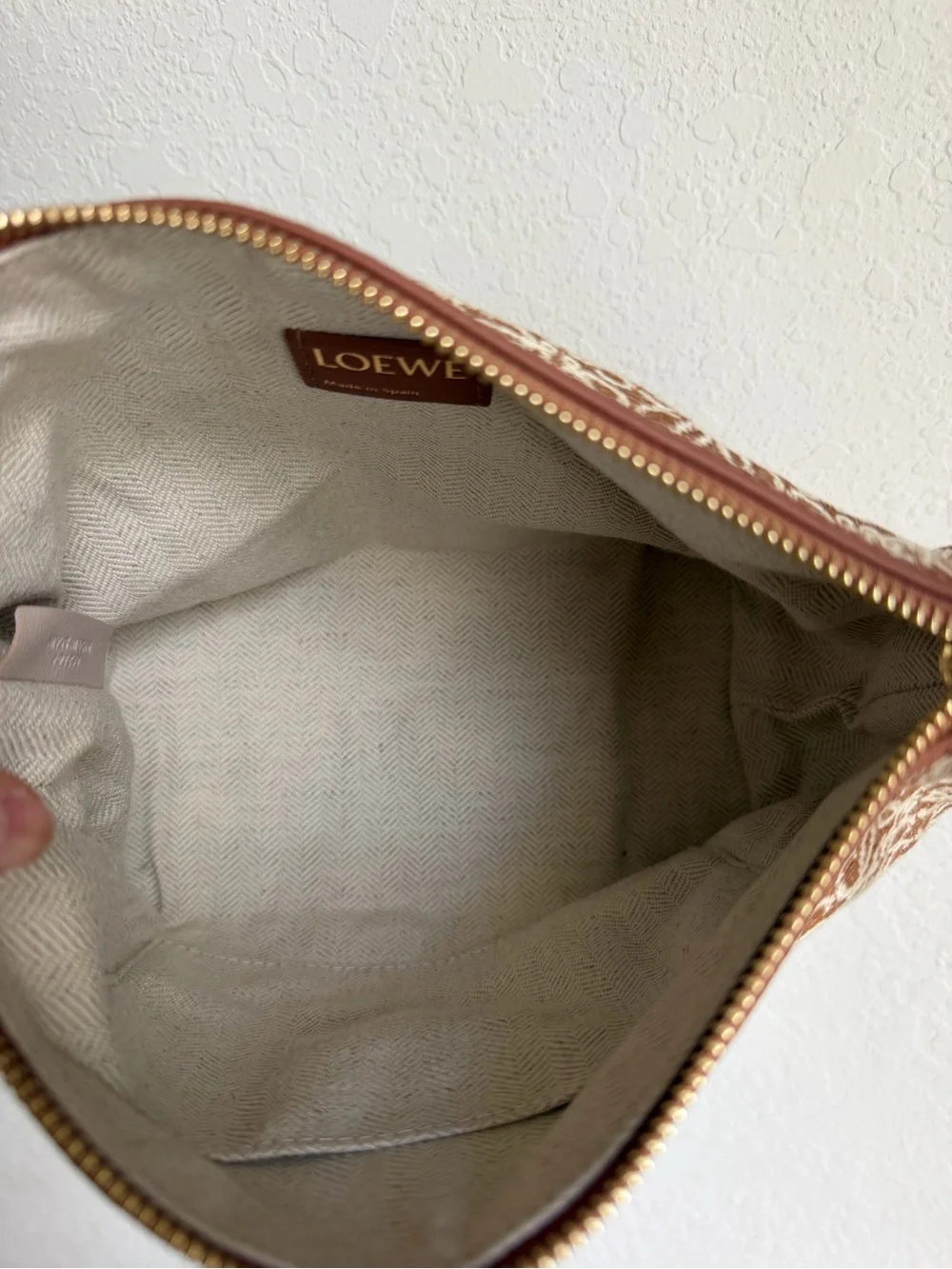 Loewe Small Anagram Cubi Bag Brown Jacquard and Leather